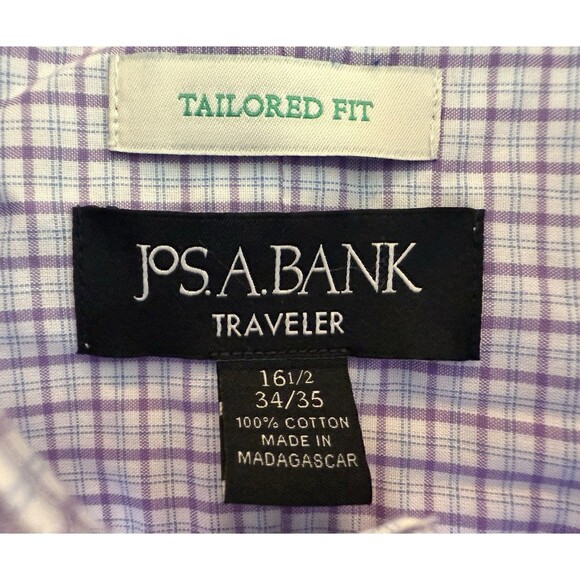 Jos A Bank Traveler Button Down Shirt Men 16 1/2 - 34/35 Tailored Fit Striped - Picture 6 of 11